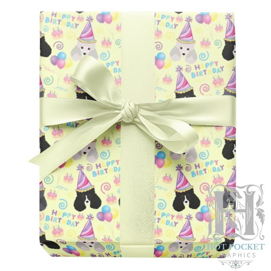 Parti Poodle Wrapping Paper in Yellow Geschenkpapier