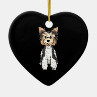 Parti Yorkie Niedliche Kunst Keramik Ornament