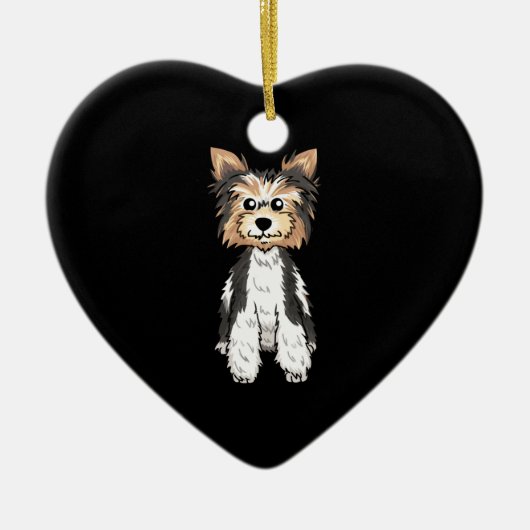 Parti Yorkie Niedliche Kunst Keramik Ornament (Vorne)