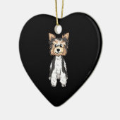Parti Yorkie Niedliche Kunst Keramik Ornament (Links)