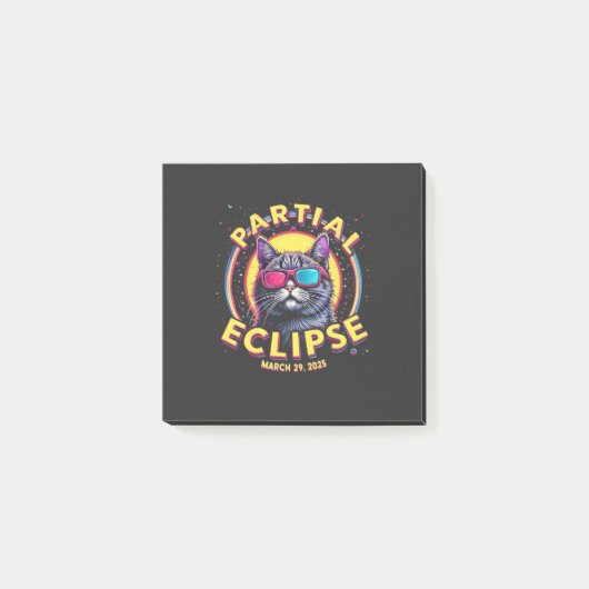 Partial Eclipse 2025 Cat Astronomie KItten Lovers Post-it Klebezettel (Vorderseite)