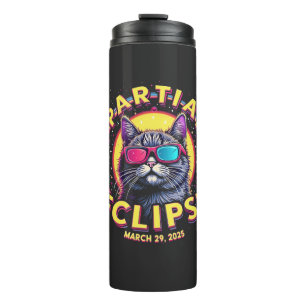 Partial Eclipse 2025 Cat Astronomie KItten Lovers Thermosbecher