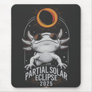 Partial Solar Eclipse 2025 Axolotl Amphibian Mousepad