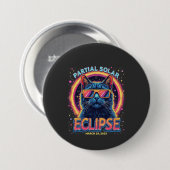 Partial Solar Eclipse 2025 Cat Kitten Button (Vorne & Hinten)