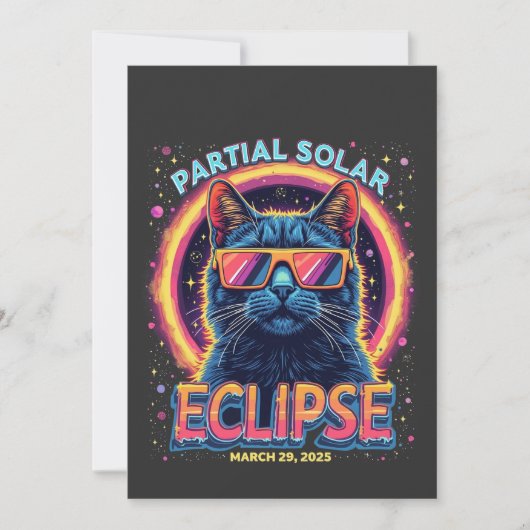 Partial Solar Eclipse 2025 Cat Kitten Einladung (Vorderseite)