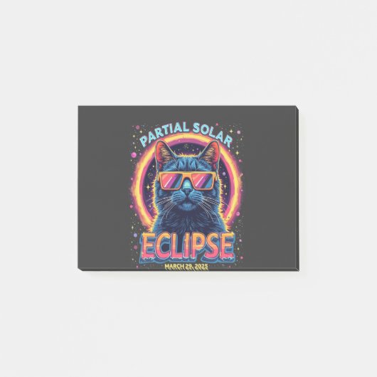 Partial Solar Eclipse 2025 Cat Kitten Post-it Klebezettel (Vorderseite)