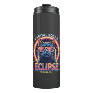 Partial Solar Eclipse 2025 Cat Kitten Thermosbecher
