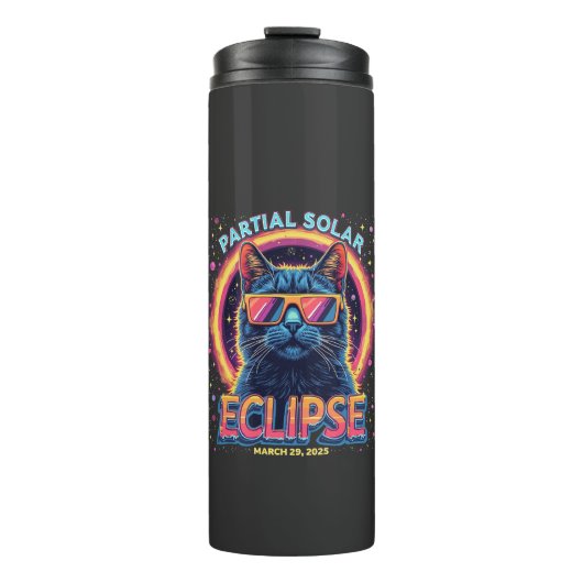 Partial Solar Eclipse 2025 Cat Kitten Thermosbecher (Vorderseite)