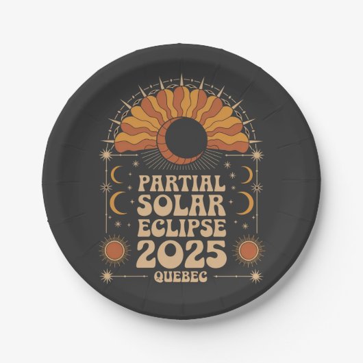 Partial Solar Eclipse 2025 Quebec Kanada Pappteller (Vorderseite)