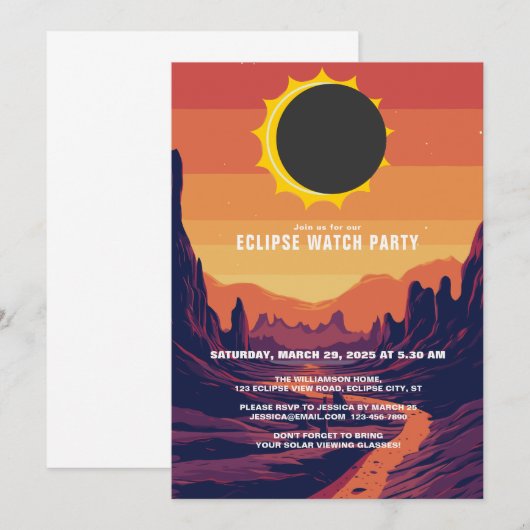 Partial Solar Eclipse 2025 Watch-Party Einladung (Vorne/Hinten)