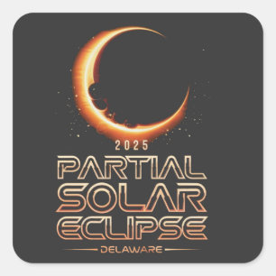 Partial Solar Eclipse New Jersey 2025 Quadratischer Aufkleber