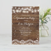 Partienkarte für Spitzen-Lichter rustikal Einladung (Stehend Vorderseite)