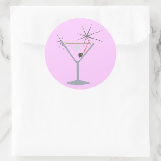 Partini Martini Glass Runder Aufkleber (Tasche)