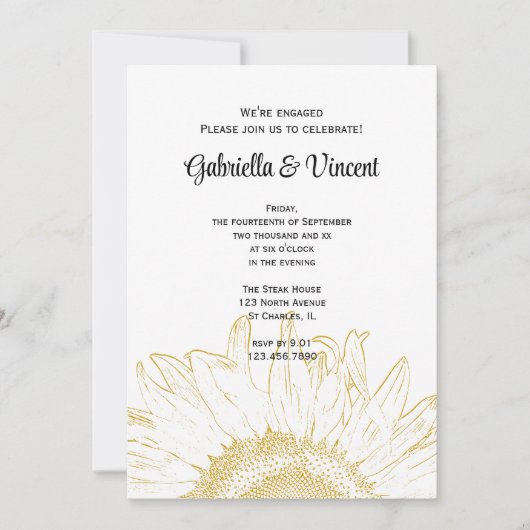 Partitionist für Sonnenblumen-Grafik Einladung (Vorderseite)