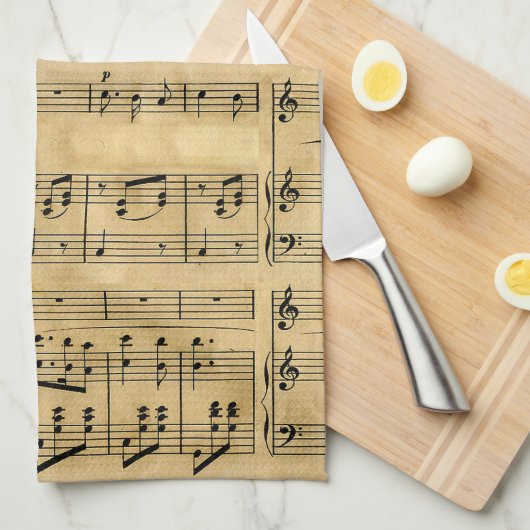 Partitur-alter Pergamentpapier-Entwurf Geschirrtuch (Viertel Falte)