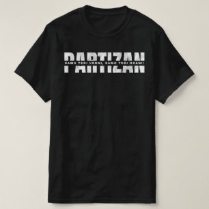 PARTIZAN Weißer Text T-Shirt
