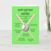 Partner, Baseballwitze zum Geburtstag Karte (Vorderseite)
