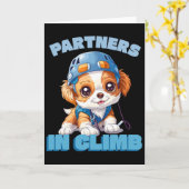 Partner beim Klettern Lustiges Boulderdesign für e Karte (Gelbe Blume)