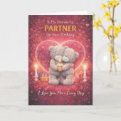 Partner Birthday Card – Romantic Bear Design Karte (Gelbe Blume)