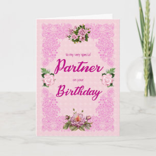Partner Birthday mit Pink Roses Card Karte