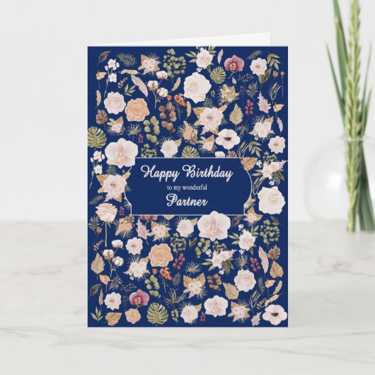 Partner Birthday Scattered Flowers Karte (Vorderseite)