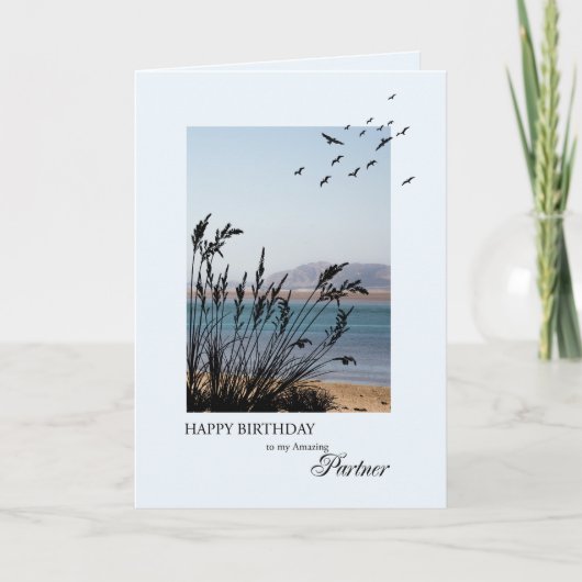 Partner Birthday, Seaside Scene Karte (Vorderseite)