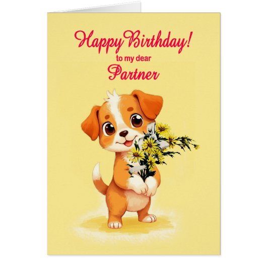Partner Birthday Welpe und Blume (Vorne)