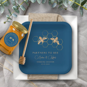 Partner, die Hochzeitsdusche Biene Indigo & Honigw Pappteller