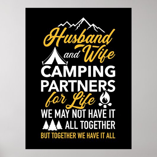 Partner für das Camping von Ehemann und Ehefrau Poster (Vorne)