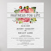 Partner für Life Floral Banner WeddingCertificate Poster (Vorne)