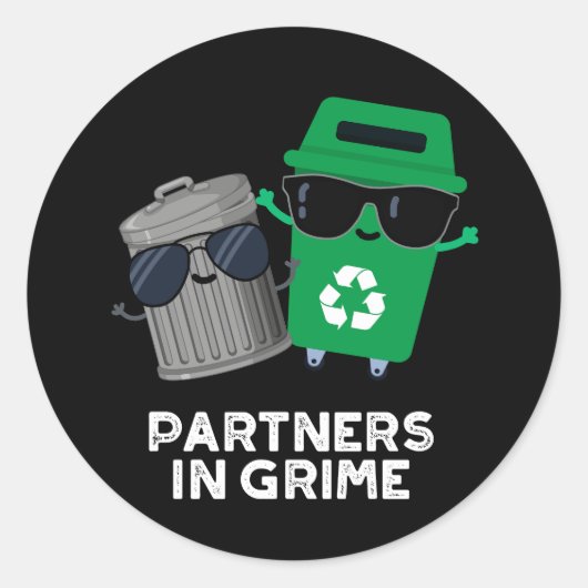 Partner in Grime Funny Trash Puck Dark BG Runder Aufkleber (Vorderseite)