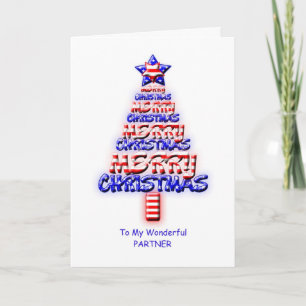 Partner, patriotischer Weihnachtsbaum Feiertagskarte