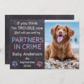 Partner von Crime Twin Baby Family Hunde Schwanger Ankündigung (Vorne/Hinten)