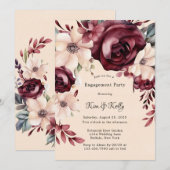 Partnerin für Burgund und Cream-Rose Einladung (Vorne/Hinten)