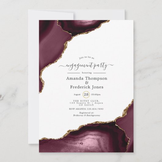 Partnerin für Burgund und Gold-Agate Einladung (Vorderseite)
