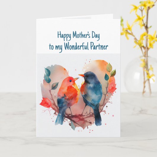 Partnerin Niedliche Vögel zum Muttertag Karte (Gelbe Blume)