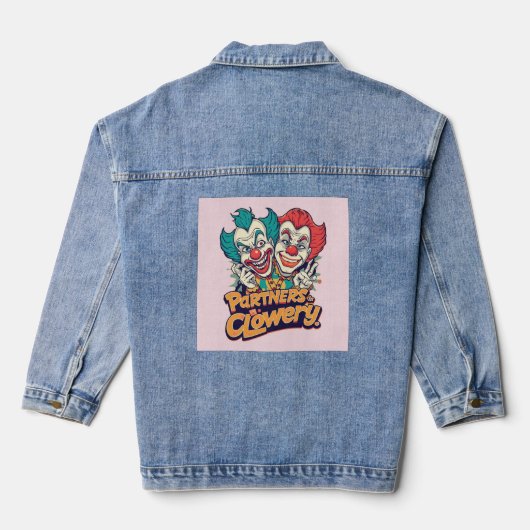 Partners in Clowery (Funny Clown Pun) Jeansjacke (Rückseite)