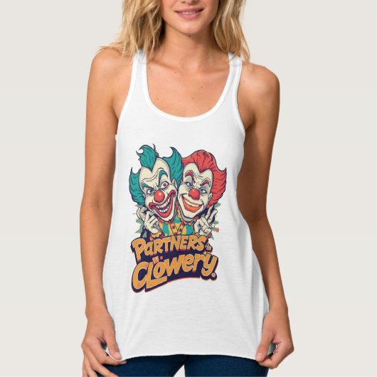 Partners in Clowery (Funny Clown Pun) Tank Top (Vorderseite)