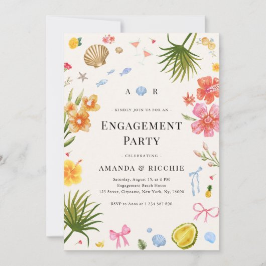 Partnerschaft für das Engagement von Whimsical Tro Einladung (Vorderseite)