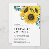 Partnerschaft zwischen Eukalyptus und Sonnenblumen Einladung (Vorne/Hinten)