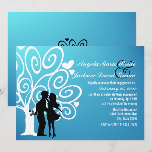 Partnerschaftliche Silhouette Einladung (Vorne/Hinten)