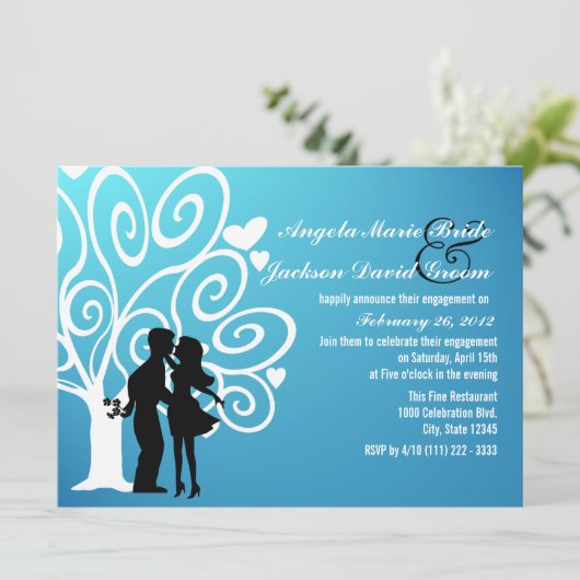 Partnerschaftliche Silhouette Einladung (Stehend Vorderseite)