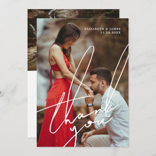 Partnerschaftspartei für zwei Fotos Dankeschön Kar Dankeskarte (Vorne/Hinten)