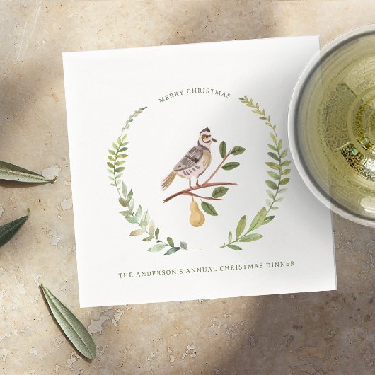 Partridge | 12 Weihnachts - Monogramm - Feiertag Serviette