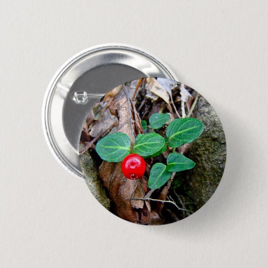 Partridge Berry Wildblume Button (Vorne & Hinten)