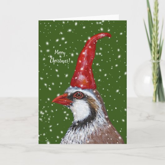 Partridge Gnome Weihnachtskarte Karte (Vorderseite)