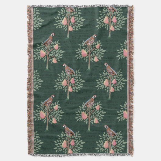 Partridge in a pear tree Christmas Carole on green Decke (Vorderseite Vertikal)