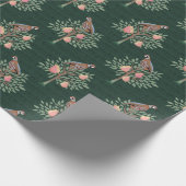 Partridge in a pear tree Christmas Carole on green Geschenkpapier (Ecke)