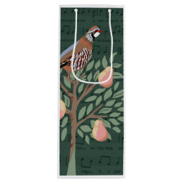 Partridge in a pear tree Christmas Carole on green Geschenktüte Für Weinflaschen