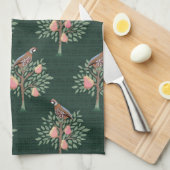 Partridge in a pear tree Christmas Carole on green Geschirrtuch (Viertel Falte)
